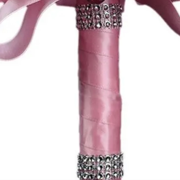 🆕 Bride Bridesmaid Faux Flower Bouquet Pink Silver White NWT - Picture 3 of 8